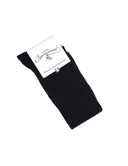 Les côtes - chaussettes homme - laine mérinos noir - Maison Broussaud