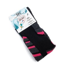 Nos chaussettes de ski coloris noir/gris/rose - Maison Broussaud 2