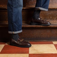 "Les Torsade laine" femme, coloris marine/or - Maison Broussaud 2