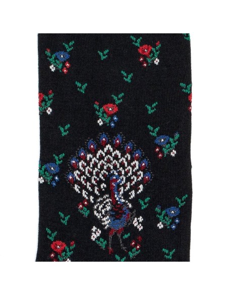 Nos chaussettes femme "Les Paons" noir - Maison Broussaud