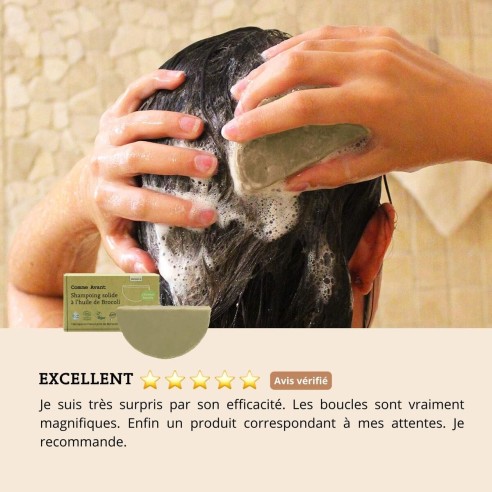 Shampoing solide cheveux colorés ou bouclés à l'huile de brocoli