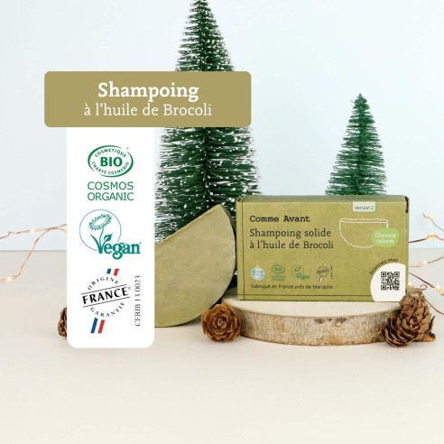 Shampoing solide cheveux colorés ou bouclés à l'huile de brocoli