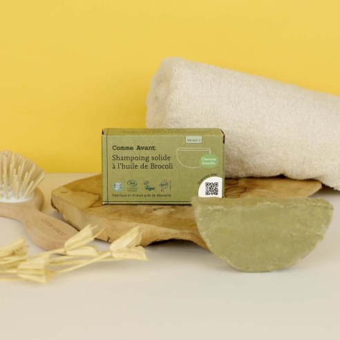 Shampoing solide cheveux colorés ou bouclés à l'huile de brocoli