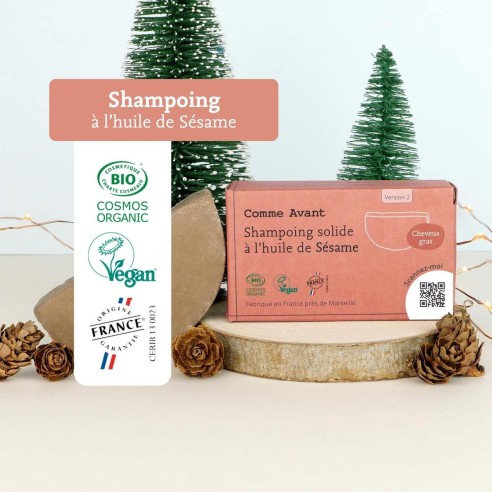 Shampoing solide cheveux gras à l'huile de sésame