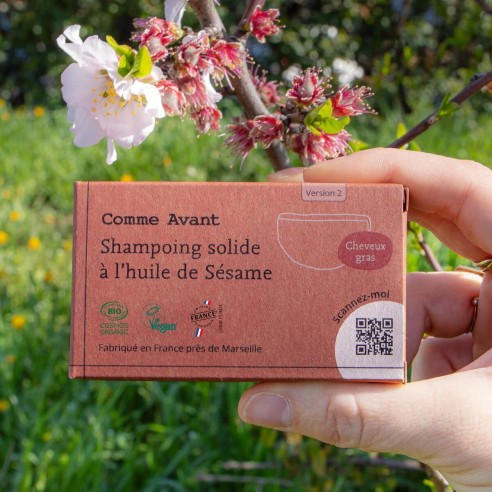 Shampoing solide cheveux gras à l'huile de sésame