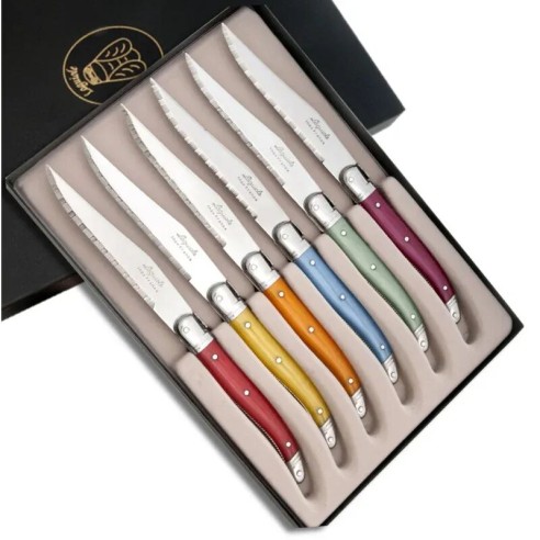 Coffret de 6 Couteaux à steak laguiole ABS coloris assortis