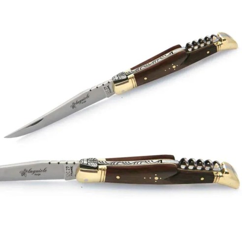 Couteau laguiole manche en bois de palissandre avec tire-bouchon