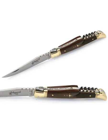 Couteau laguiole manche en bois de palissandre avec tire-bouchon