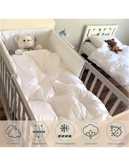 Couette duvet bébé coton bio 80x120 cm 90% duvet neuf canard