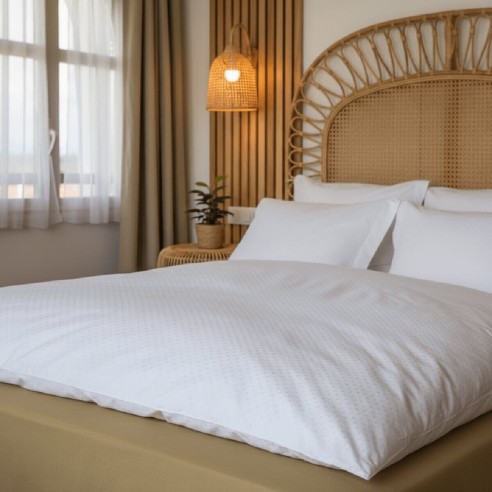 Édredon gonflant blanc 90% duvet neuf canard enveloppe jacquard