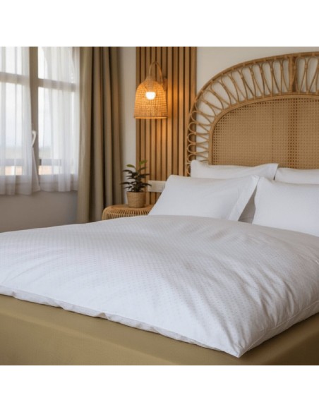 Édredon gonflant blanc 90% duvet neuf canard enveloppe jacquard