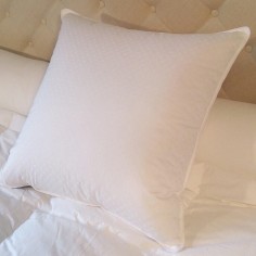 Oreiller moelleux 90% duvet neuf enveloppe jacquard 60x60 cm
