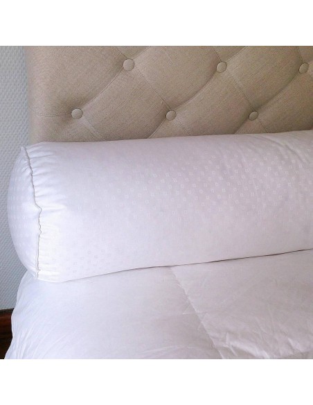 Traversin moelleux enveloppe jacquard 90% duvet neuf canard