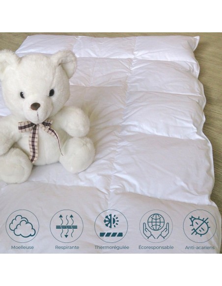 Couette duvet bébé 80x120 cm 90% duvet neuf canard