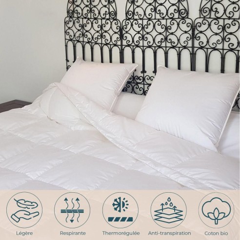 Couette king size ultra légère 90% duvet neuf canard