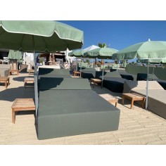 Lit de piscine kaki élégant et confortable pour l’extérieur