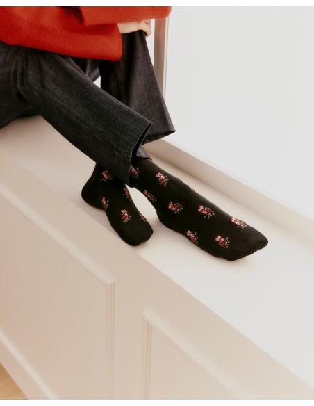 Nos chaussettes femme "Les Chouettes" noir - Maison Broussaud