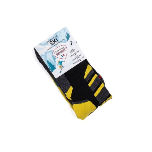 Nos chaussettes de ski coloris noir/jaune - Maison Broussaud