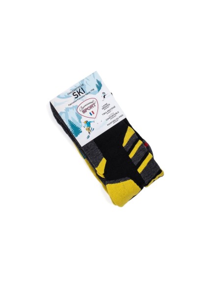 Nos chaussettes de ski coloris noir/jaune - Maison Broussaud