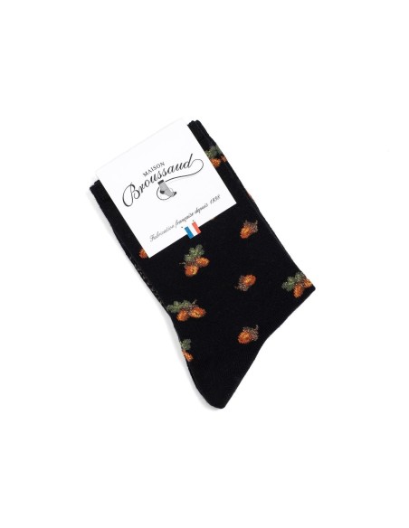 Nos chaussettes femme "Les Glands" noir - Maison Broussaud