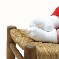 Nos chaussettes bébé "Les Bottons" blanc/or - Maison Broussaud