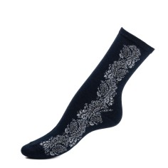 Nos chaussettes femme "La Frise" marine - Maison Broussaud