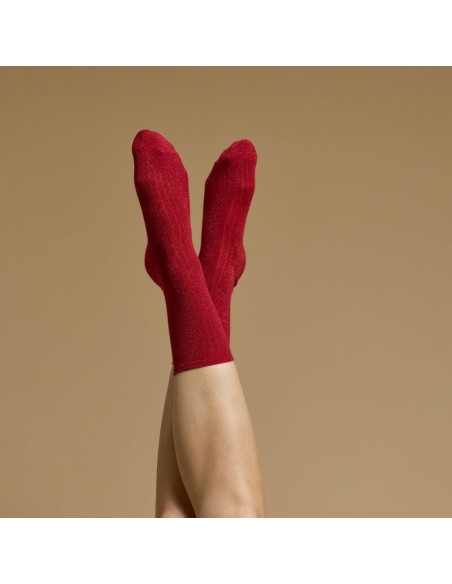Les côtelées Armor-lux x Maison Broussaud - chaussettes femme - coton rouge
