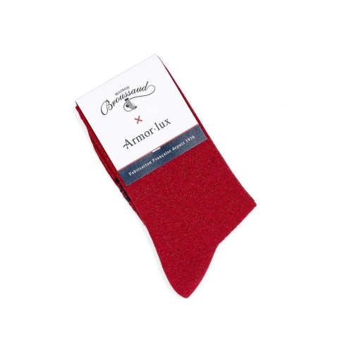 Les côtelées Armor-lux x Maison Broussaud - chaussettes femme - coton rouge