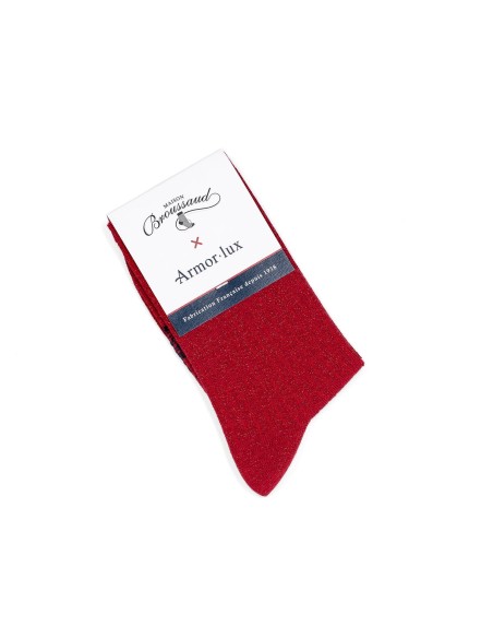 Les côtelées Armor-lux x Maison Broussaud - chaussettes femme - coton rouge