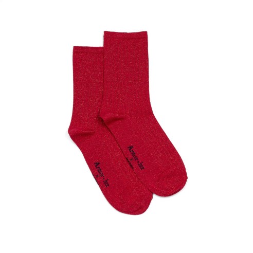 Les côtelées Armor-lux x Maison Broussaud - chaussettes femme - coton rouge