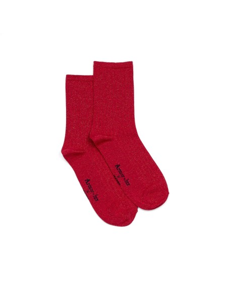 Les côtelées Armor-lux x Maison Broussaud - chaussettes femme - coton rouge