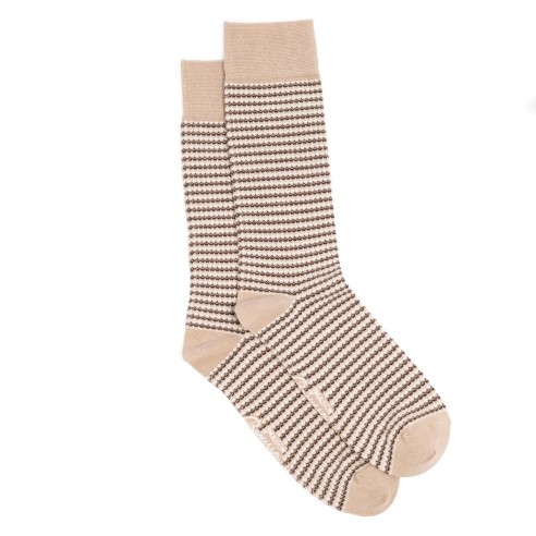 Chaussettes "Les Mailles Fantaisies" couleur beige - Maison Broussaud