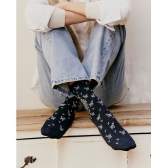 Nos chaussettes femme "Les Paons" marine - Maison Broussaud 2