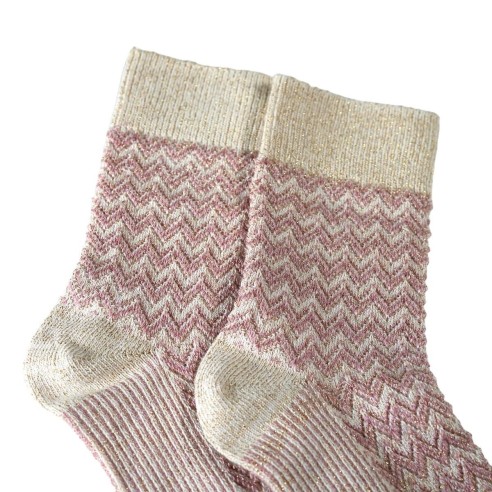 Nos chaussettes "Les Chevrons" en Rose - Maison Broussaud