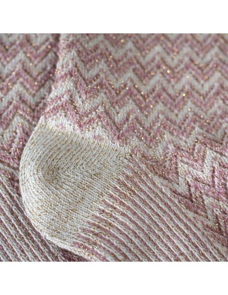 Nos chaussettes "Les Chevrons" en Rose - Maison Broussaud